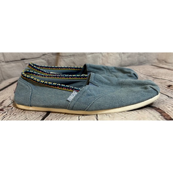 BOBS from Skechers Shoes - Skechers BOBS‎ Womens Blue Denim Slip On Alpargata Flats Memory Foam Size 8